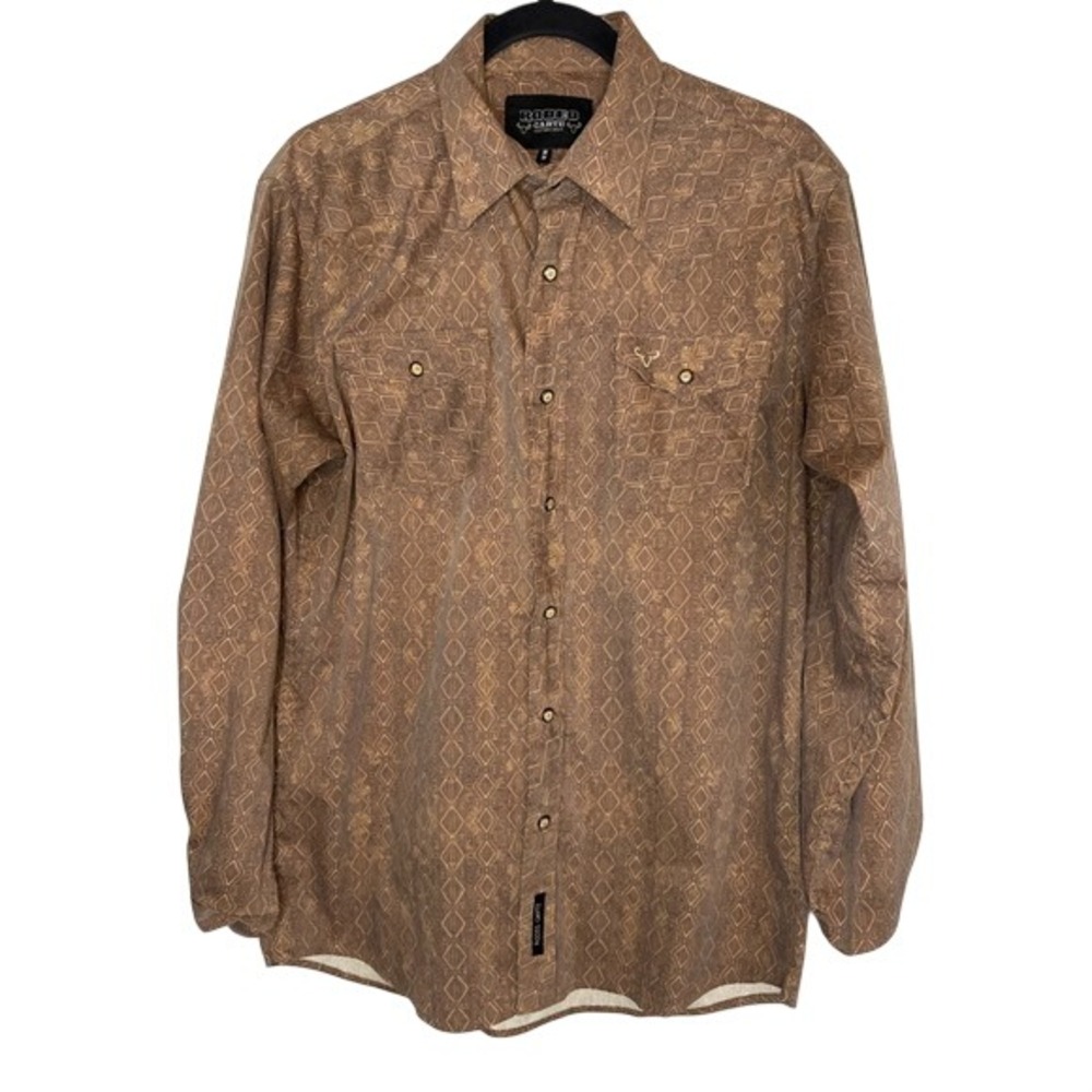 Vintage Rodeo Carte Western Wear Brown Long Sleeve Button Up‎ Shirt Mens M